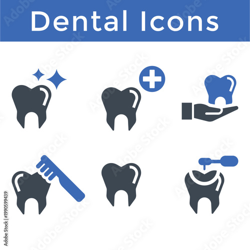 Dental treatment icon set