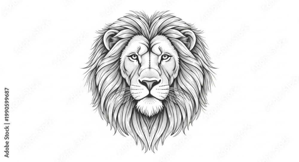 Obraz premium Majestic Lion Head Drawing with Detailed Mane.