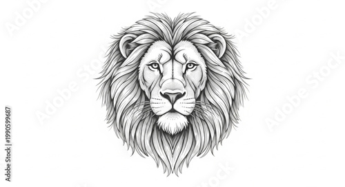 Majestic Lion Head Drawing with Detailed Mane.