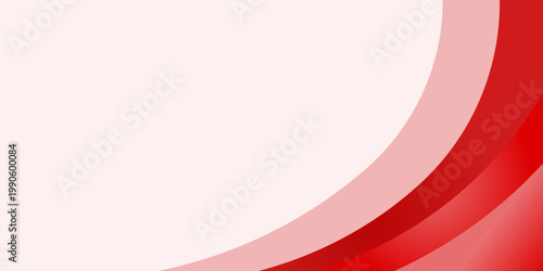 elegant red curved wave bands abstract background with soft blush pink gradient and open copy space on light background