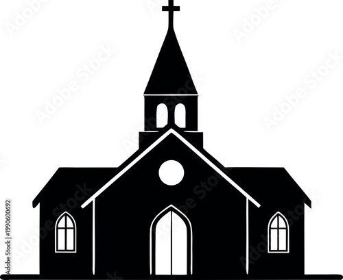 church silhouette vector, church building black symbol