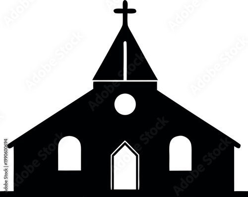 church silhouette vector, church building black symbol