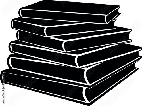 stack of books silhouette vector, books black symbol, stack of books icon