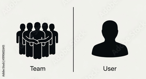 Teamwork Versus Individual User Concept Icon Comparison.