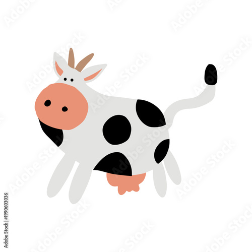 Cow illustration isolated on white background. Farm animal element for agriculture themes, rural lifestyle graphics and educational materials.