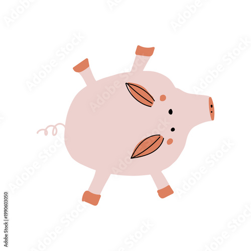 Pig illustration isolated on white background. Farm animal element for agriculture themes, rural graphics and educational projects.
