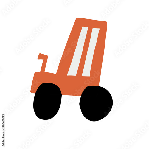 Tractor illustration isolated on white background. Farming machinery element for agriculture themes, rural scenes and countryside graphics.