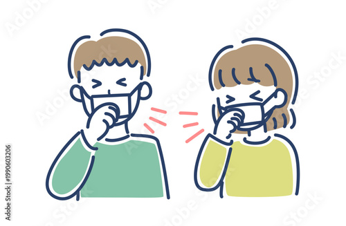 咳をする男女のベクターイラスト