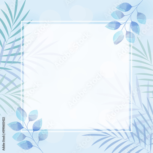 夏のバカンスをイメージした水彩風の背景フレーム素材
