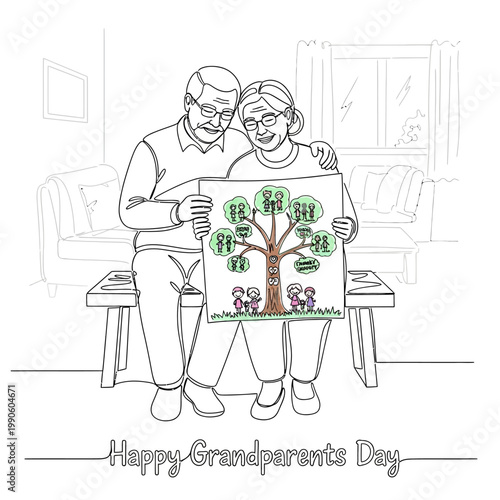 Elderly couple holding artwork together.