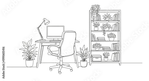 Office Chair with Computer Desk.