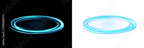 Foto Blue png neon circular light ring with and glow futuristic energy halo with smoo