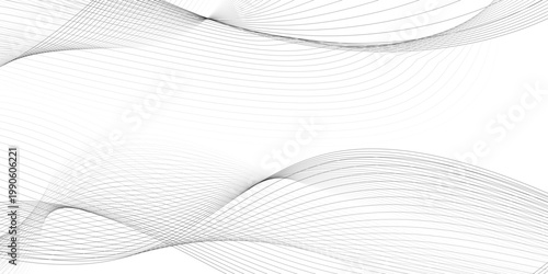 White wave curve lines banner background design. Abstract soft wave lines dynamic flowing gray light isolated background. Vector Illustration of the gray pattern of lines. Black stripes on white .