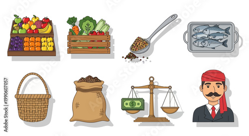 Cartoon man in red headscarf standing.