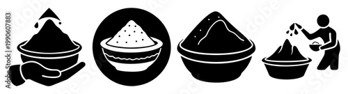 step-by-step holi color powder preparation process flat design vector illustration