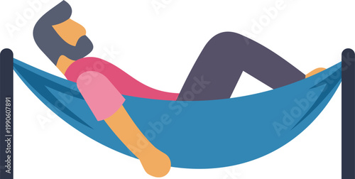 Man finding rest and relaxation while lying in a hammock