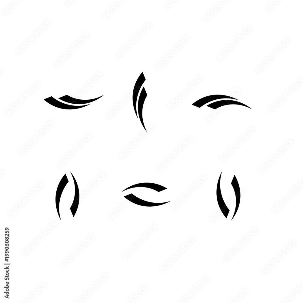 Fototapeta premium Abstract Black Curve and Swoosh Graphic Elements Set for Modern Logo Design, Branding, and Corporate Identity