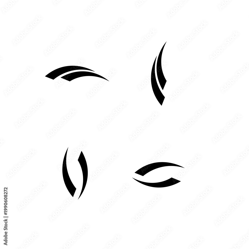 Fototapeta premium Set of Abstract Black Graphic Design Elements with Dynamic Curves and Sharp Edges