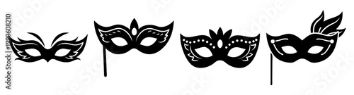 elegant masquerade masks set in decorative flat design vector illustration