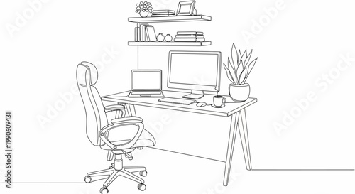 Office Chair with Wheels and Armrests.