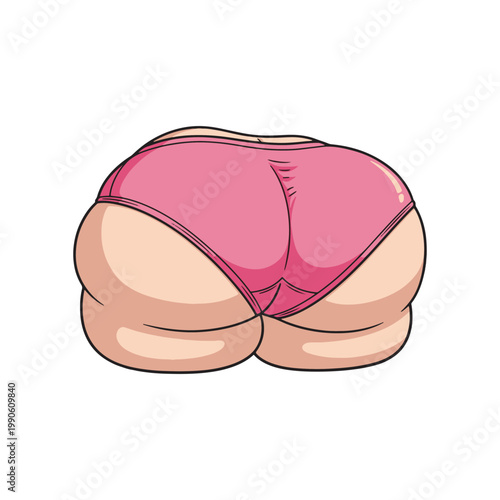 Anatomical vector illustration of human buttocks wearing pink underwear on white background