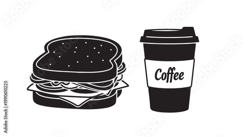 Burger and Coffee Cup For Food and Beverage Concepts