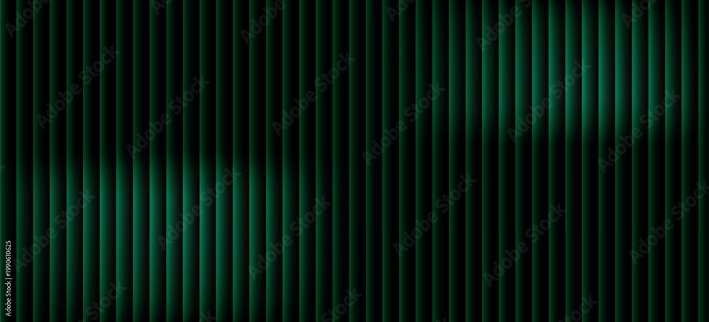 Obraz premium Abstract digital background showcases glowing vertical green light bars symmetrically placed against deep black creating a dynamic and mysterious visual screen texture ideal for modern presentations.
