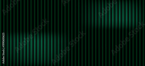 Abstract digital background showcases glowing vertical green light bars symmetrically placed against deep black creating a dynamic and mysterious visual screen texture ideal for modern presentations.