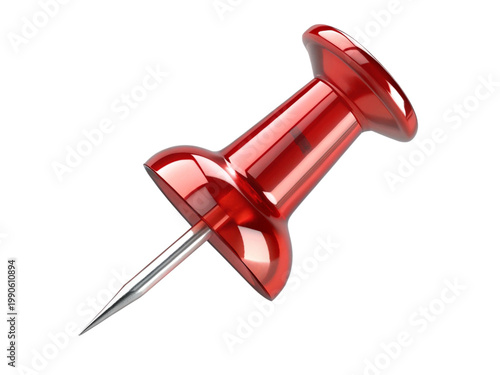 Glossy red thumbtack isolated 3d render