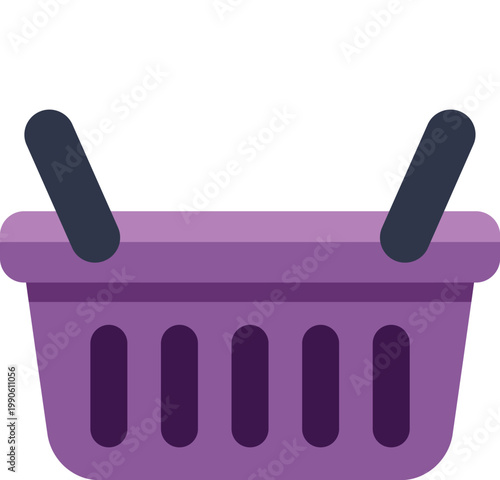 Purple shopping basket graphic representing online commerce and grocery retail