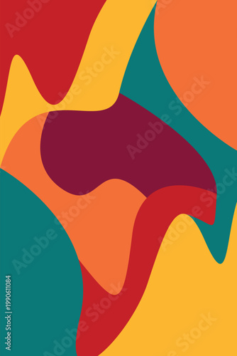 Bright Abstract organic background in Warm Color Palette, Modern Geometric Wave Pattern Background