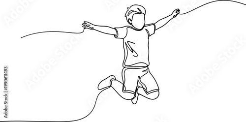 Boy jumping with skipping rope.
