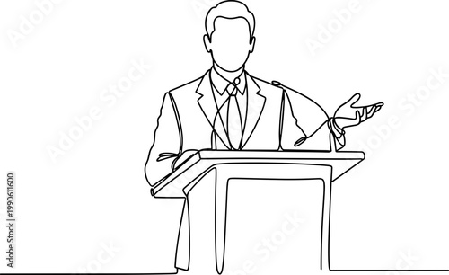 Businessman Speaking at a Podium.