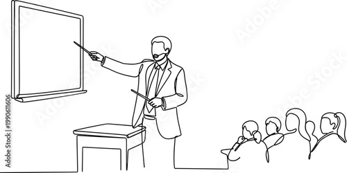 Businessman wearing face mask teaching.