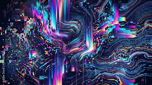Abstract swirling colors representing digital data streams and information flow