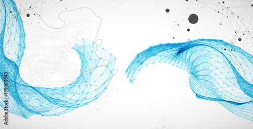 The abstract wave is made in a frame style. Template for science and technology presentation.