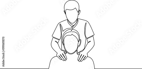 Man giving woman a shoulder massage.