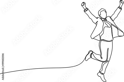 Man jumping in the air happily.