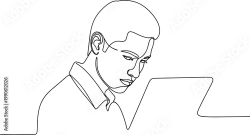 Man looking at a laptop screen.
