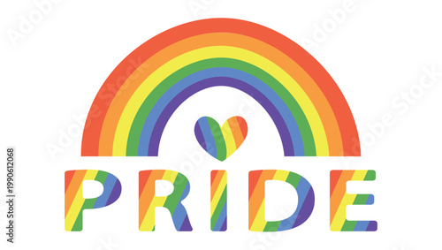 Happy Pride month poster background vector set. LGBTQ community symbol with rainbow, pride flag, heart. Design for celebration, bisexual, transgender, gender equality, rights, ads.