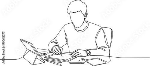 Man sitting at desk with laptop 3.