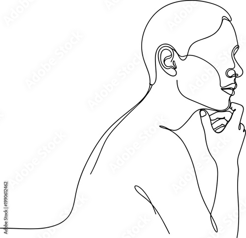 Man Thinking with Hand on Chin.