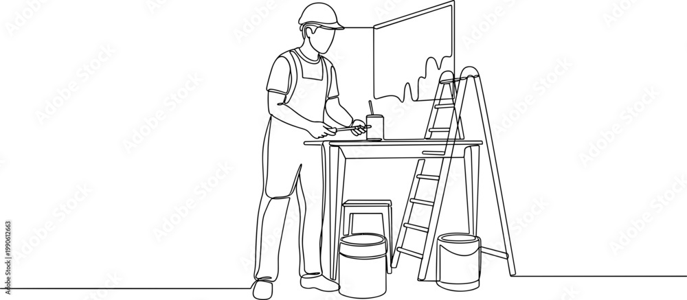 Fototapeta premium Man wearing overalls and hard hat.