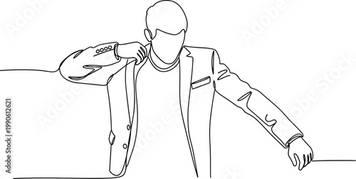 Man wearing a jacket leaning forward.