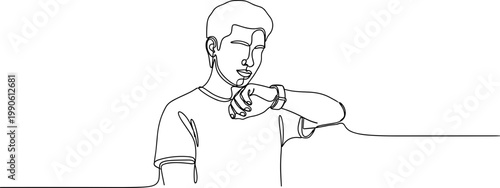 Man wearing watch on wrist.