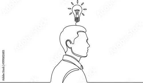 Man with a lightbulb on head.