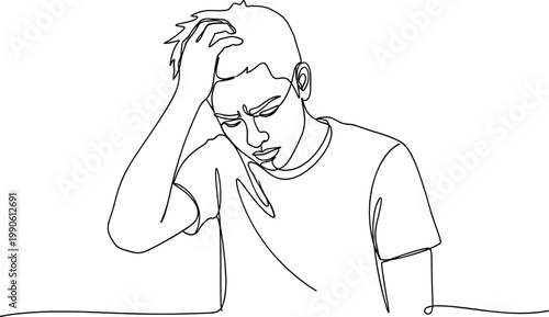 Man with hand on his head.