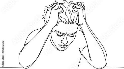 Man with hands on frustrated head.