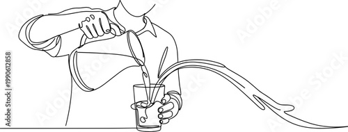 Person pouring coffee from kettle.