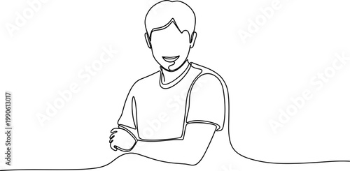 Smiling man with crossed arms sitting.